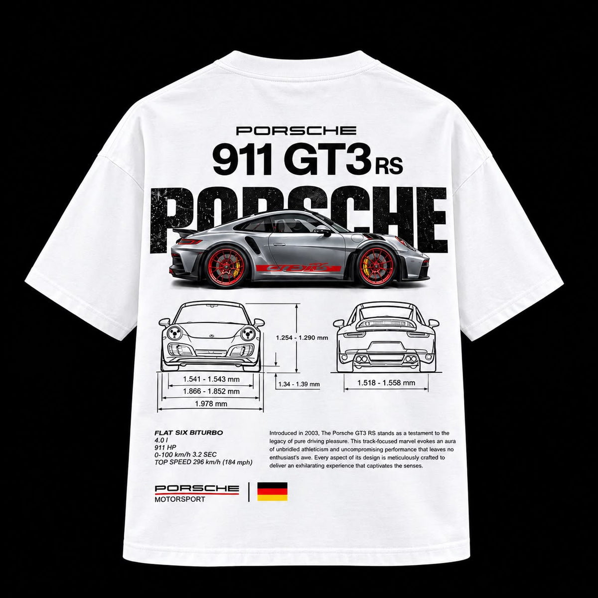 Porsche 911 GT3 RS Graphic Oversized T-Shirt